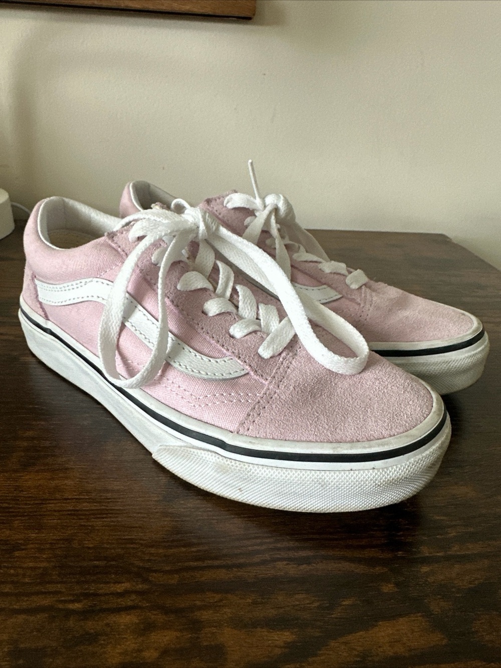 Vans Pink Suede Old Skool Low-Top Sneakers with White Stripe